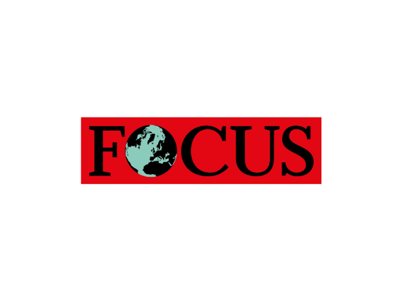 Logo of FOCUS with a globe integrated into the letter O